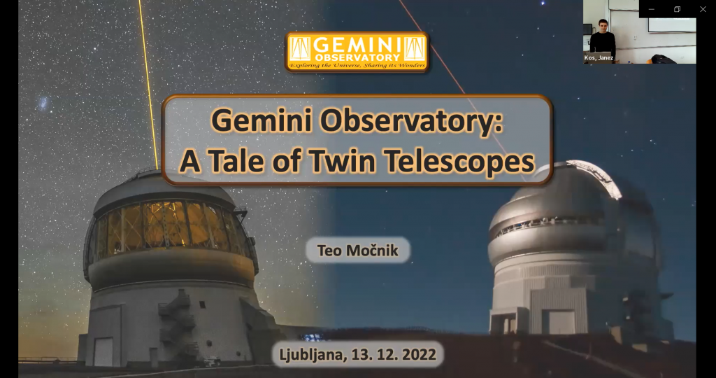 Naslovnica predavanja Tea Močnika o observatoriju Gemini